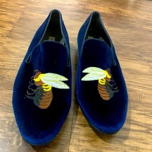 Suede Royal Blue Loafers w/ Bumble Bee Design